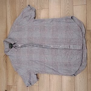 GITMAN BROS VINTAGE Light Blue Grey Plaid Blend USA Sz L Mens Short Sleeve Shirt